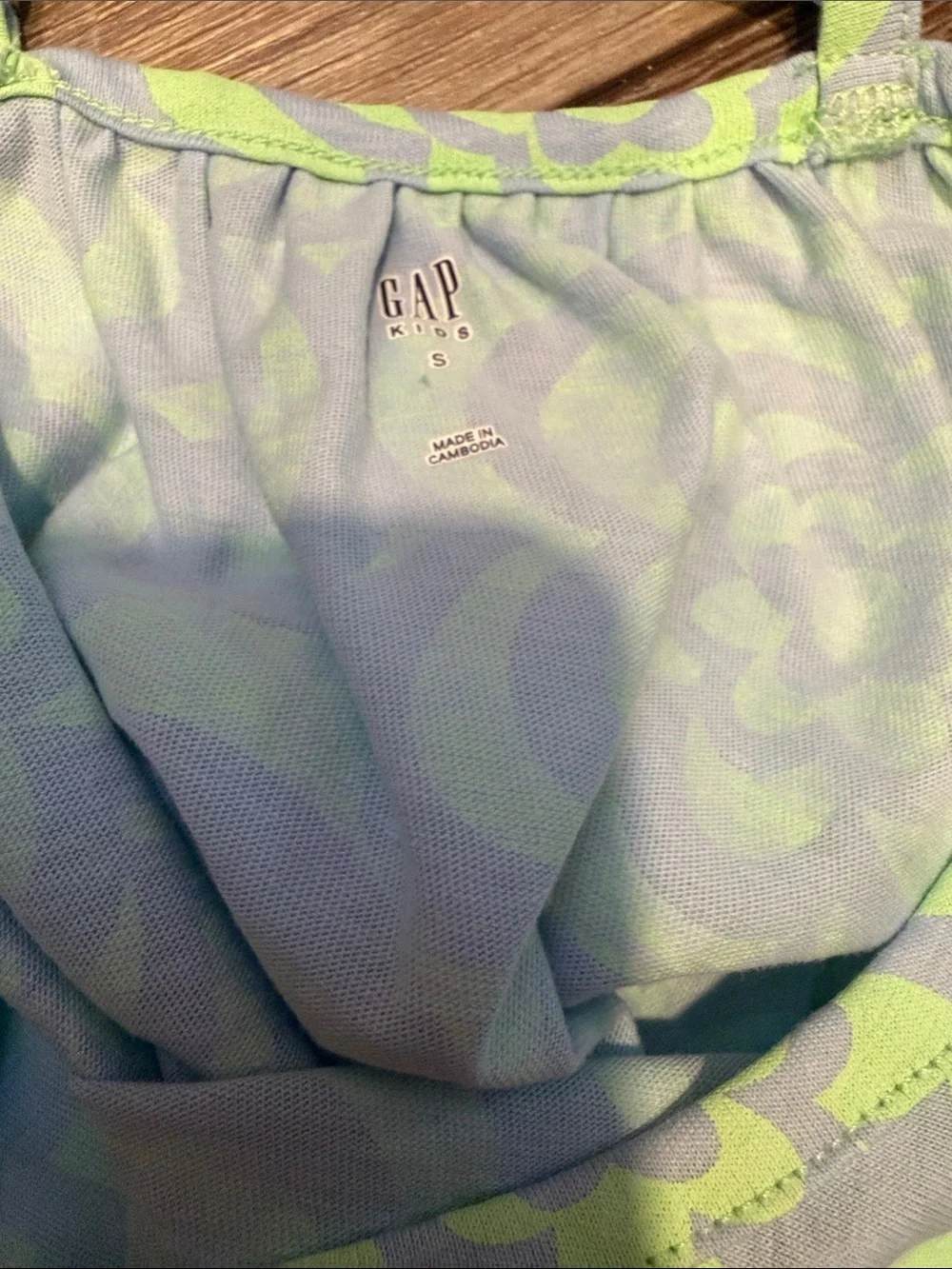 GAP Kids Criss Cross Tiered Dress in Green Print Size S